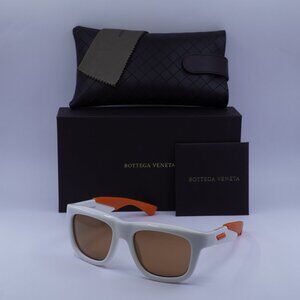 Bottega Veneta BV1233S 004 Square Sunglasses - Ivory Orange \ Brown